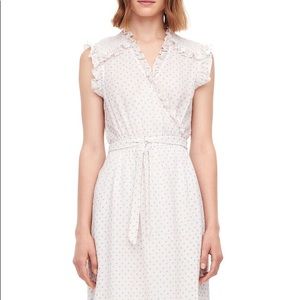 Silk Blue and white polka dot wrap around tie dress
